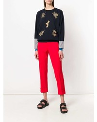 dunkelblauer bedruckter Pullover mit einem Rundhalsausschnitt von Stella McCartney