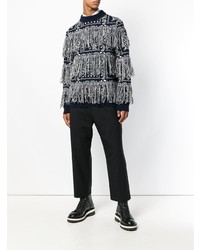 dunkelblauer bedruckter Pullover mit einem Rundhalsausschnitt von Sacai