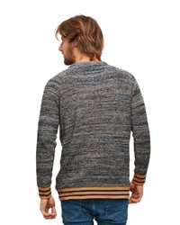 dunkelblauer bedruckter Pullover mit einem Rundhalsausschnitt von Joe Browns