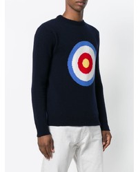 dunkelblauer bedruckter Pullover mit einem Rundhalsausschnitt von Circled Be Different
