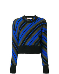 dunkelblauer bedruckter Pullover mit einem Rundhalsausschnitt von Marni