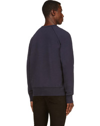 dunkelblauer bedruckter Pullover mit einem Rundhalsausschnitt von Acne Studios