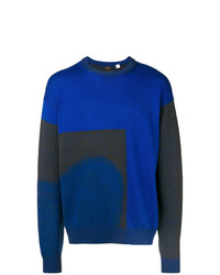 dunkelblauer bedruckter Pullover mit einem Rundhalsausschnitt von Omc