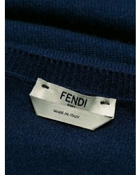 dunkelblauer bedruckter Pullover mit einem Rundhalsausschnitt von Fendi