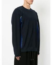 dunkelblauer bedruckter Pullover mit einem Rundhalsausschnitt von 08sircus