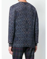 dunkelblauer bedruckter Pullover mit einem Rundhalsausschnitt von Etro