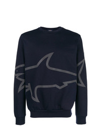 dunkelblauer bedruckter Pullover mit einem Rundhalsausschnitt von Paul & Shark