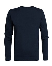 dunkelblauer bedruckter Pullover mit einem Rundhalsausschnitt von Petrol Industries