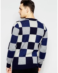 dunkelblauer bedruckter Pullover mit einem Rundhalsausschnitt von Scotch & Soda