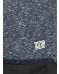 dunkelblauer bedruckter Pullover mit einem Rundhalsausschnitt von Redefined Rebel