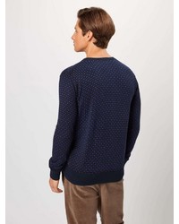 dunkelblauer bedruckter Pullover mit einem Rundhalsausschnitt von Scotch & Soda