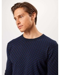 dunkelblauer bedruckter Pullover mit einem Rundhalsausschnitt von Scotch & Soda