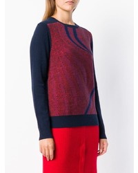 dunkelblauer bedruckter Pullover mit einem Rundhalsausschnitt von Cashmere In Love