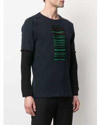 dunkelblauer bedruckter Pullover mit einem Rundhalsausschnitt von Jil Sander