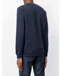 dunkelblauer bedruckter Pullover mit einem Rundhalsausschnitt von Calvin Klein Jeans