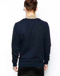 dunkelblauer bedruckter Pullover mit einem Rundhalsausschnitt von Hype