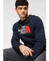 dunkelblauer bedruckter Pullover mit einem Rundhalsausschnitt von The North Face