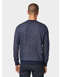 dunkelblauer bedruckter Pullover mit einem Rundhalsausschnitt von Tom Tailor Denim