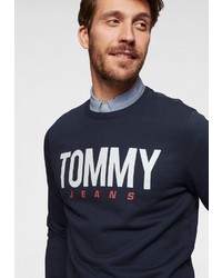 dunkelblauer bedruckter Pullover mit einem Rundhalsausschnitt von Tommy Jeans