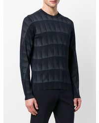 dunkelblauer bedruckter Pullover mit einem Rundhalsausschnitt von Giorgio Armani