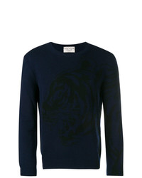dunkelblauer bedruckter Pullover mit einem Rundhalsausschnitt von Valentino