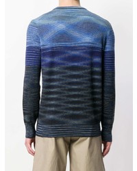 dunkelblauer bedruckter Pullover mit einem Rundhalsausschnitt von Missoni