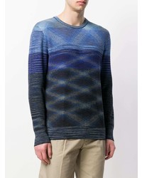 dunkelblauer bedruckter Pullover mit einem Rundhalsausschnitt von Missoni