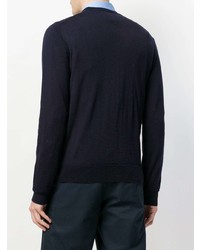 dunkelblauer bedruckter Pullover mit einem Rundhalsausschnitt von Comme Des Garçons Shirt Boys