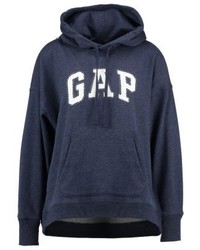 dunkelblauer bedruckter Pullover mit einer Kapuze von Gap