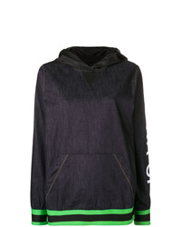 dunkelblauer bedruckter Pullover mit einer Kapuze von NO KA 'OI