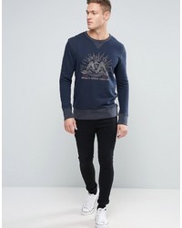 dunkelblauer bedruckter Pullover von Jack and Jones