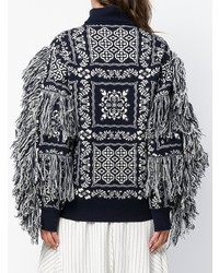 dunkelblauer bedruckter Rollkragenpullover von Sacai