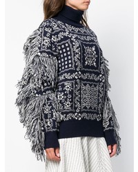 dunkelblauer bedruckter Rollkragenpullover von Sacai