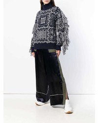 dunkelblauer bedruckter Rollkragenpullover von Sacai