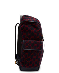 dunkelblauer bedruckter Rucksack von Gucci