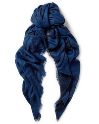 dunkelblauer bedruckter Schal von Alexander McQueen