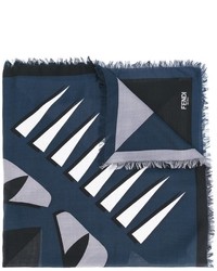 dunkelblauer bedruckter Schal von Fendi