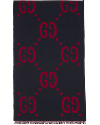 dunkelblauer bedruckter Schal von Gucci