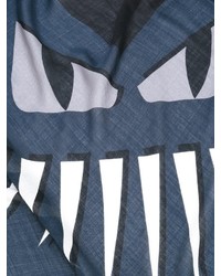 dunkelblauer bedruckter Schal von Fendi