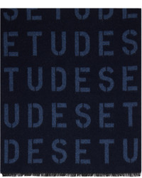 dunkelblauer bedruckter Schal von Études