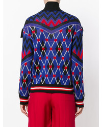 dunkelblauer bedruckter Wollpullover von MSGM