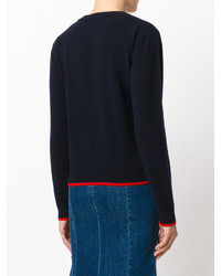 dunkelblauer bedruckter Wollpullover von Stella McCartney