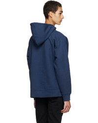 dunkelblauer bestickter Pullover mit einem Kapuze von MAISON KITSUNÉ