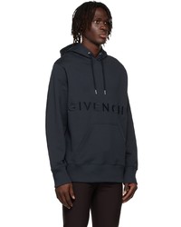 dunkelblauer bestickter Pullover mit einem Kapuze von Givenchy