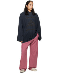 dunkelblauer bestickter Pullover mit einem Kapuze von Acne Studios