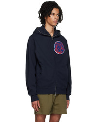 dunkelblauer bestickter Pullover mit einem Kapuze von Billionaire Boys Club