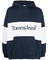 dunkelblauer bestickter Pullover mit einem Kapuze von Tommy Jeans