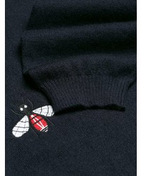 dunkelblauer bestickter Pullover mit einem Rundhalsausschnitt von Gucci