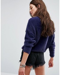 dunkelblauer bestickter Pullover von Pull&Bear