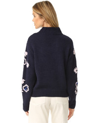 dunkelblauer bestickter Pullover von Rebecca Taylor